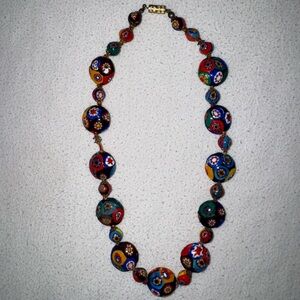 Vintage Murano Venetian Millefiori Glass Bead Necklace